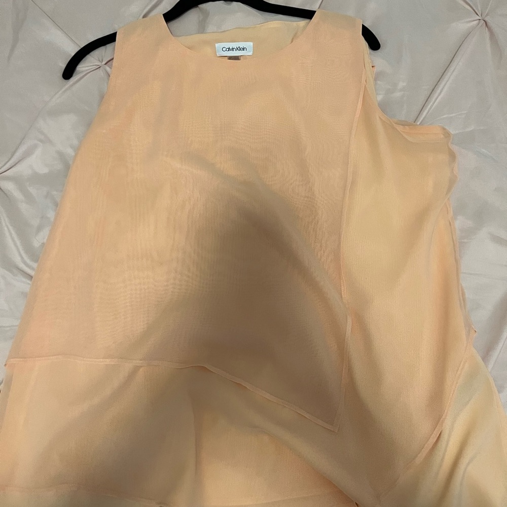 Calvin Klein sleeveless orange dress shirt